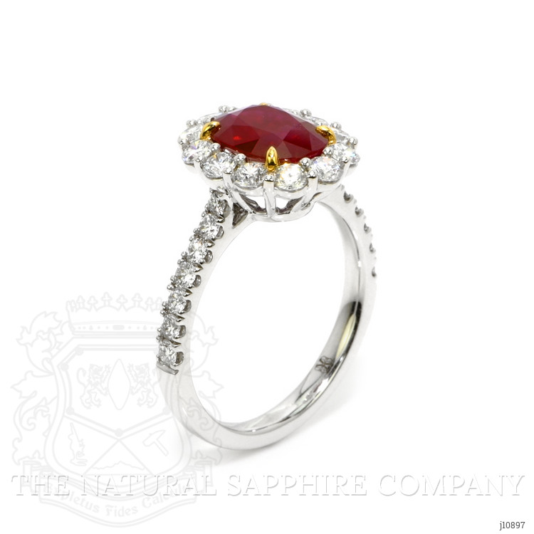 2.19 Ct. Ruby Natural Diamond Pave Ring, 18K White & Yellow