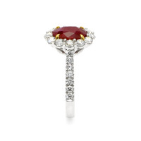 2.19 Ct. Ruby Natural Diamond Pave Ring, 18K White & Yellow Image