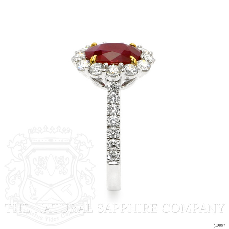 2.19 Ct. Ruby Natural Diamond Pave Ring, 18K White & Yellow