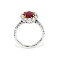 2.19 Ct. Ruby Natural Diamond Pave Ring, 18K White & Yellow Image