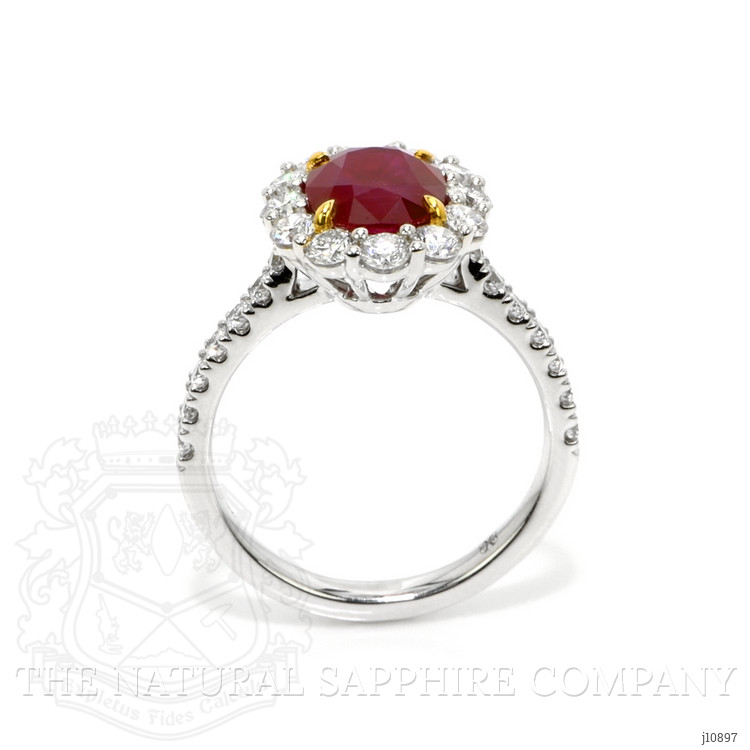 2.19 Ct. Ruby Natural Diamond Pave Ring, 18K White & Yellow