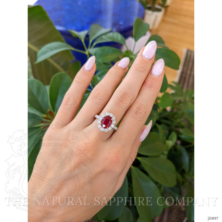 2.19 Ct. Ruby Natural Diamond Pave Ring, 18K White & Yellow