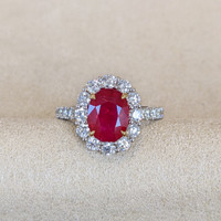 2.19 Ct. Ruby Natural Diamond Pave Ring, 18K White & Yellow Life Style