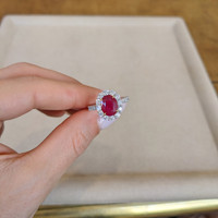 2.19 Ct. Ruby Natural Diamond Pave Ring, 18K White & Yellow Life Style