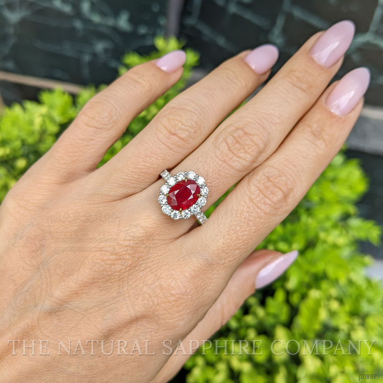 2.19 Ct. Ruby and Natural Diamond Pave Ring, 18K White & Yellow