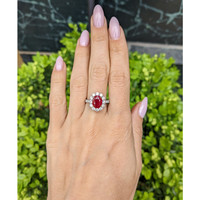 2.19 Ct. Ruby and Natural Diamond Pave Ring, 18K White & Yellow Life Style