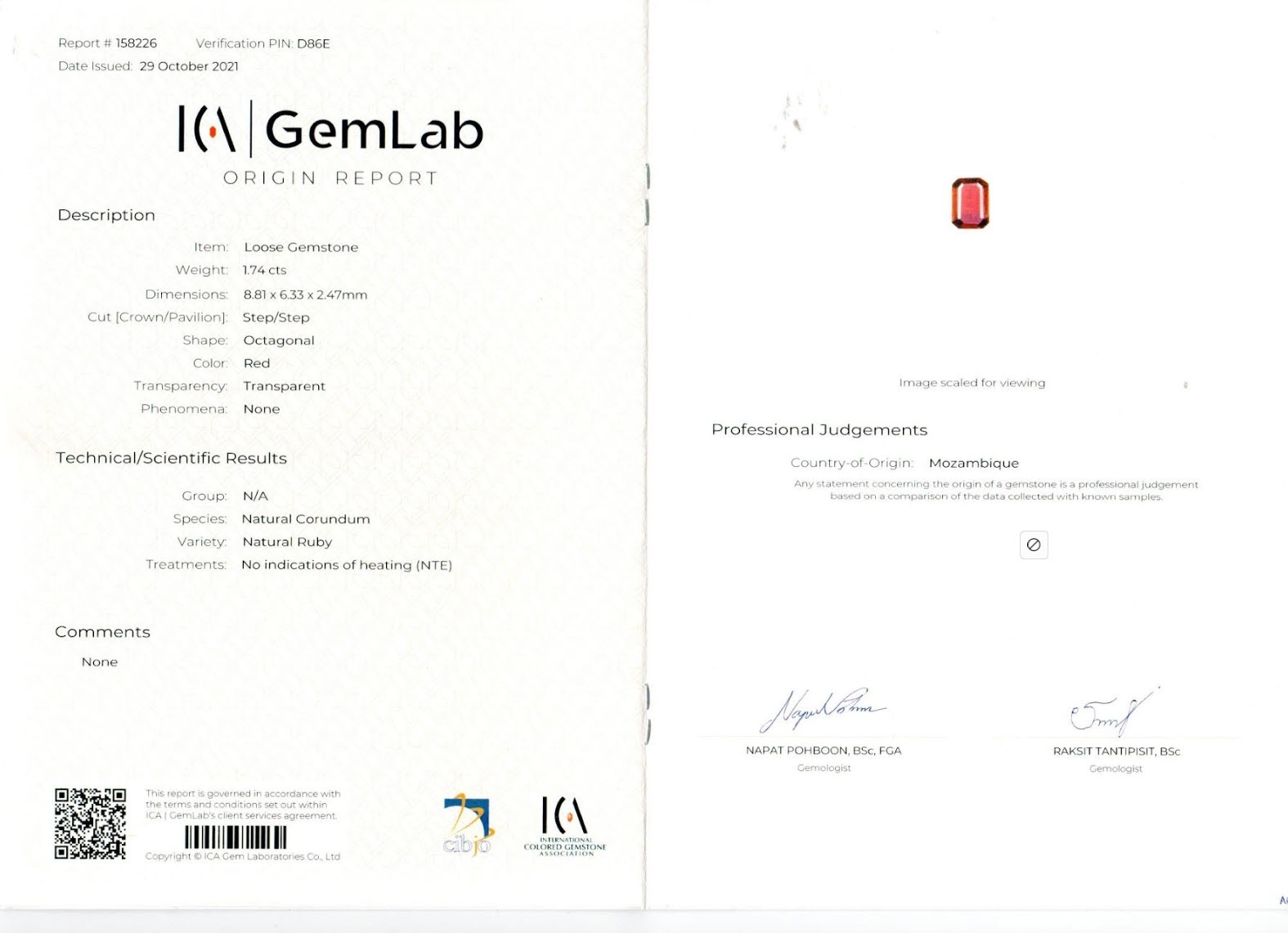 1.74 Ct. Ruby and Natural Diamond Pave Ring, 18K White Gold