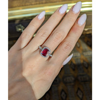 1.74 Ct. Ruby Natural Diamond Pave Ring, 18K White Gold Life Style