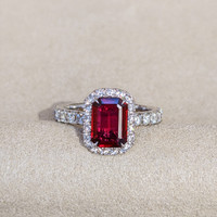 1.74 Ct. Ruby Natural Diamond Pave Ring, 18K White Gold Life Style