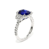 2.82 Ct. Sapphire Natural Diamond Pave Ring, 18K White Gold Image