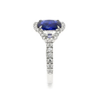 2.82 Ct. Sapphire Natural Diamond Pave Ring, 18K White Gold Image