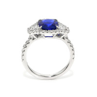 2.82 Ct. Sapphire Natural Diamond Pave Ring, 18K White Gold Image