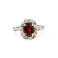2.39 Ct. Ruby Natural Diamond Pave Ring, 18K White Gold Video