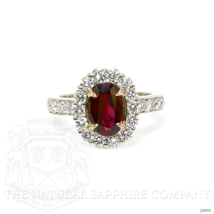 2.39 Ct. Ruby Natural Diamond Pave Ring, 18K White Gold