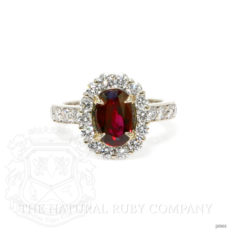 2.39 Ct. Ruby Natural Diamond Pave Ring, 18K White Gold
