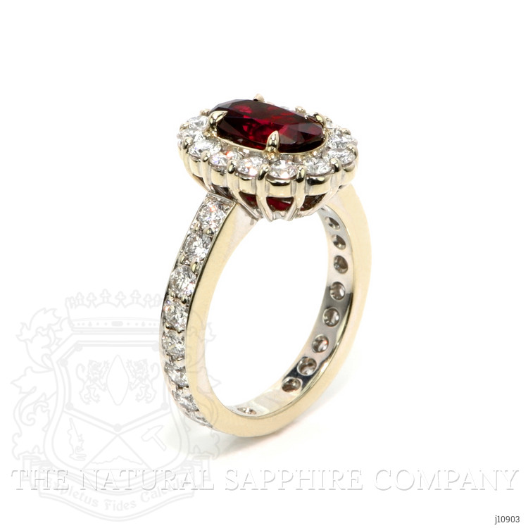 2.39 Ct. Ruby Natural Diamond Pave Ring, 18K White Gold