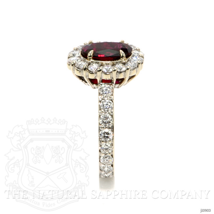 2.39 Ct. Ruby Natural Diamond Pave Ring, 18K White Gold
