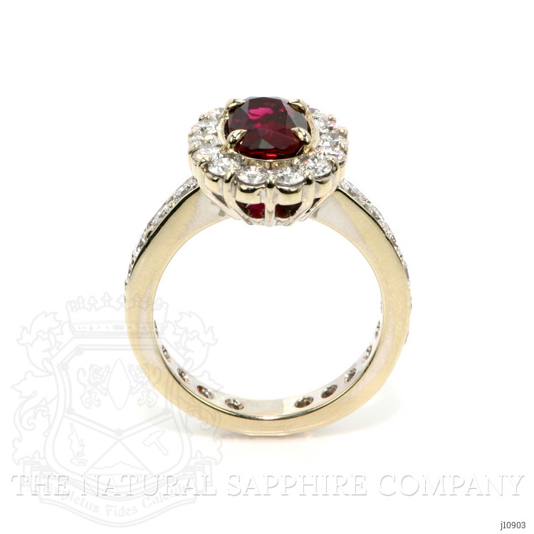 2.39 Ct. Ruby Natural Diamond Pave Ring, 18K White Gold