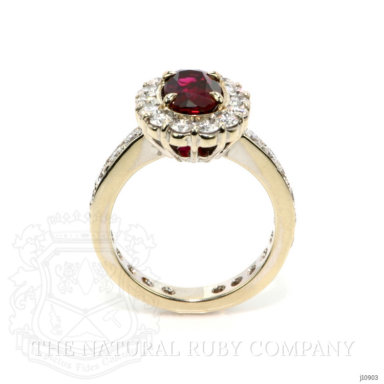 2.39 Ct. Ruby Natural Diamond Pave Ring, 18K White Gold