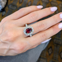 2.39 Ct. Ruby Natural Diamond Pave Ring, 18K White Gold Life Style