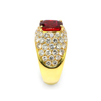 3.60 Ct. Ruby Natural Diamond Antique Style Ring, 18K Yellow Gold Image