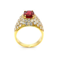 3.60 Ct. Ruby Natural Diamond Antique Style Ring, 18K Yellow Gold Image