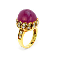 34.00 Ct. Ruby Natural Diamond Antique Style Ring, 18K Yellow Gold Image