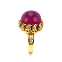 34.00 Ct. Ruby Natural Diamond Antique Style Ring, 18K Yellow Gold Image