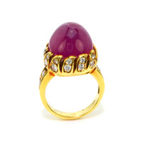 34.00 Ct. Ruby Natural Diamond Antique Style Ring, 18K Yellow Gold Image