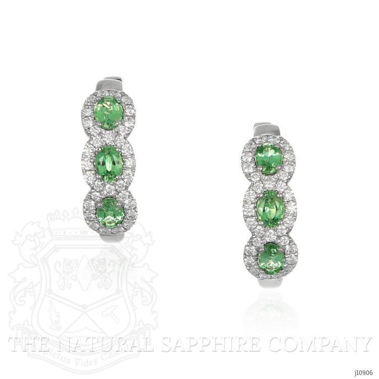 0.78 Ct.Tw. Alexandrite Natural Diamond Pave Earrings, 14K White Gold