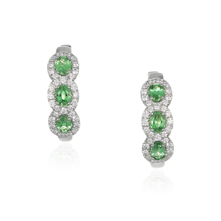 0.78 Ct.Tw. Alexandrite Natural Diamond Pave Earrings, 14K White Gold