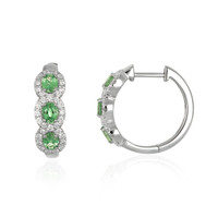 0.78 Ct.Tw. Alexandrite Natural Diamond Pave Earrings, 14K White Gold Image