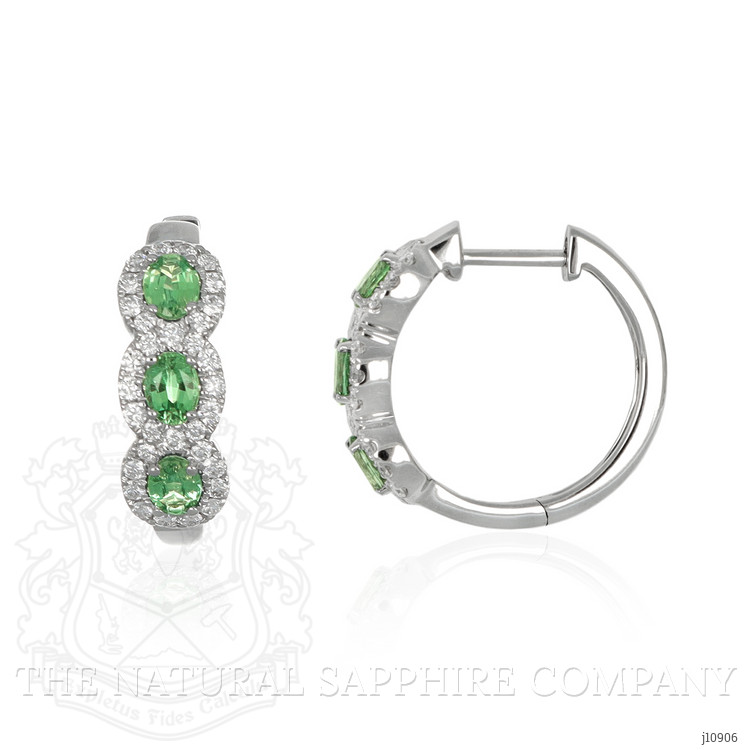 0.78 Ct.Tw. Alexandrite Natural Diamond Pave Earrings, 14K White Gold