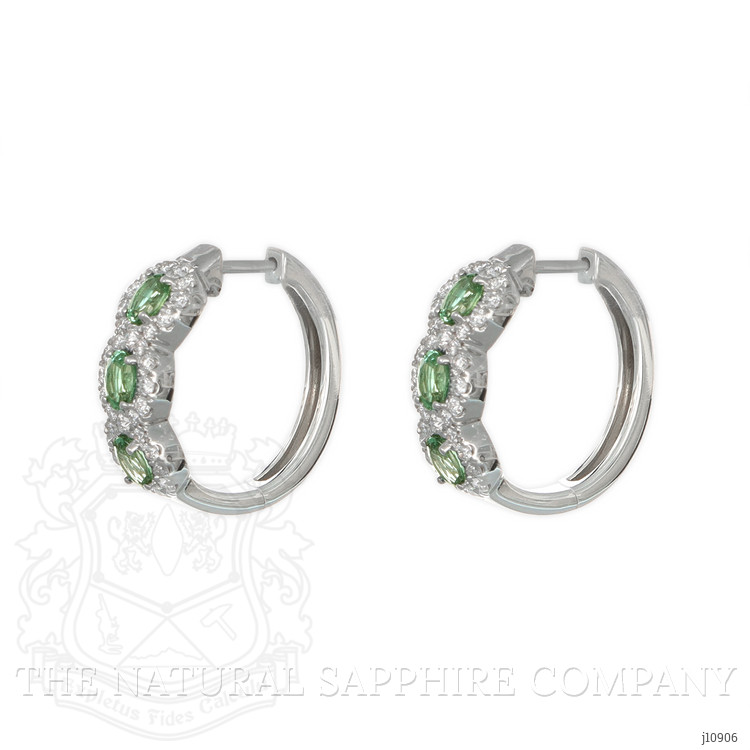 0.78 Ct.Tw. Alexandrite Natural Diamond Pave Earrings, 14K White Gold