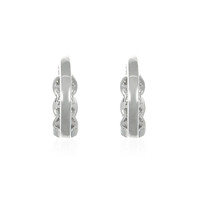 0.78 Ct.Tw. Alexandrite Natural Diamond Pave Earrings, 14K White Gold Image