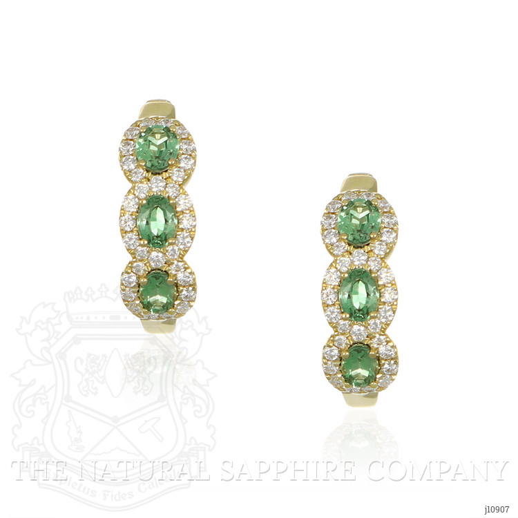 0.78 Ct.Tw. Alexandrite Natural Diamond Pave Earrings, 14K Yellow Gold