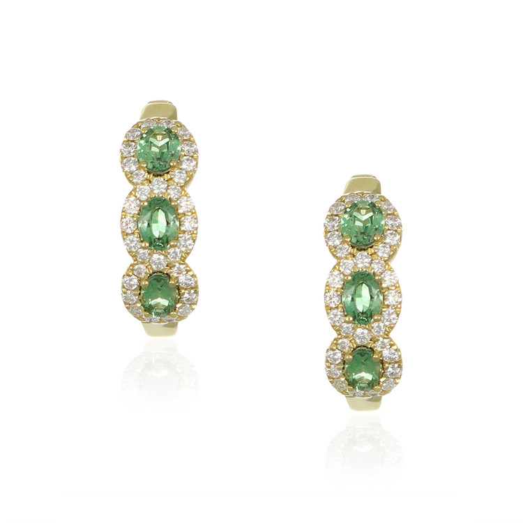 0.78 Ct.Tw. Alexandrite Natural Diamond Pave Earrings, 14K Yellow Gold