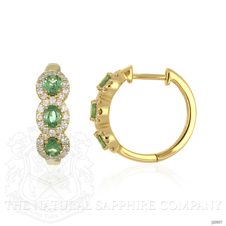 0.78 Ct.Tw. Alexandrite Natural Diamond Pave Earrings, 14K Yellow Gold