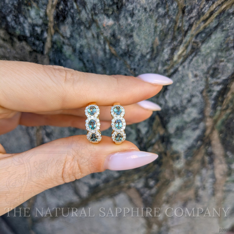 0.78 Ct.Tw. Alexandrite Natural Diamond Pave Earrings, 14K Yellow Gold