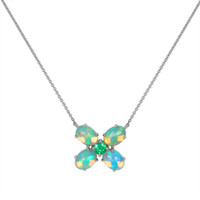 0.32 Ct. Opal Accent Stones Pendant, 14K White Gold Video