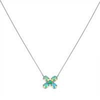 0.32 Ct. Opal Accent Stones Pendant, 14K White Gold Image