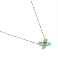 0.32 Ct. Opal Accent Stones Pendant, 14K White Gold Image
