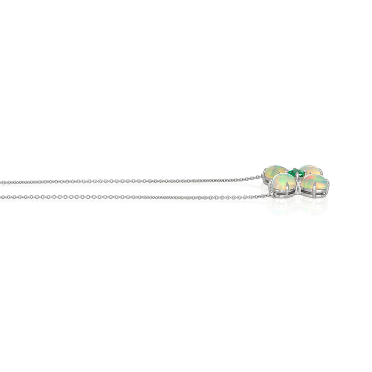 3.64 Ct. Opal Accent Stones Pendant, 14K White Gold