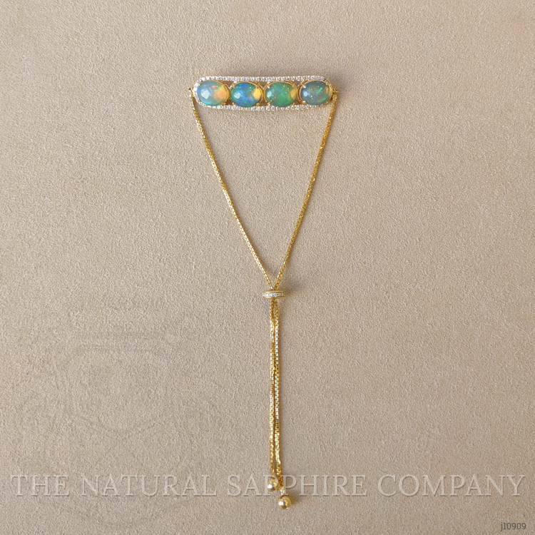 6.02 Ct.Tw. Opal Natural Diamond Pave Bracelet, 14K Yellow Gold