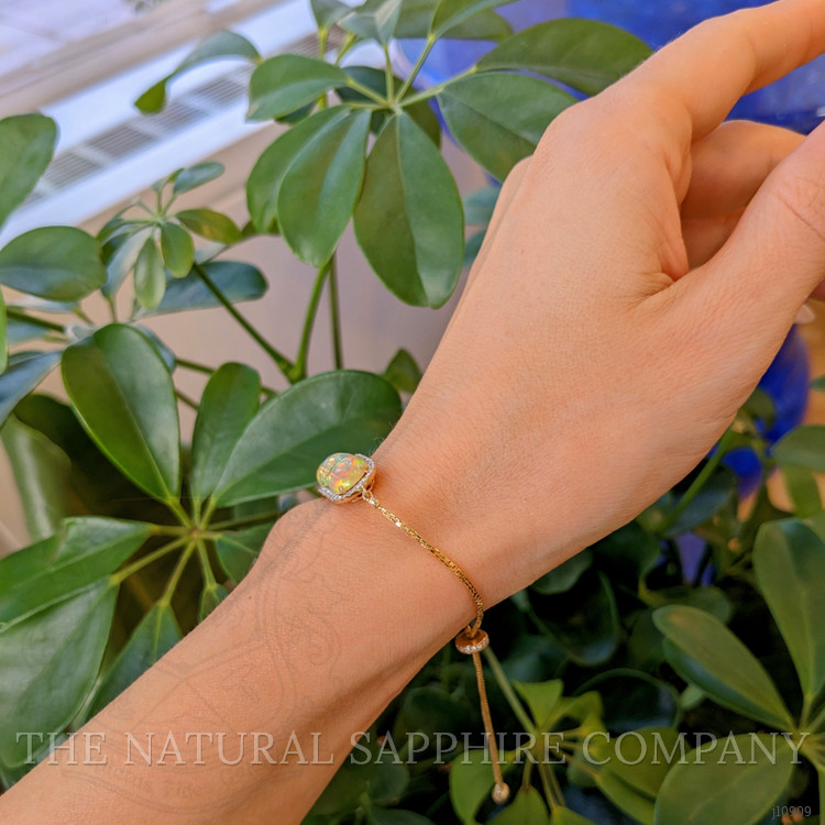 6.02 Ct.Tw. Opal Natural Diamond Pave Bracelet, 14K Yellow Gold