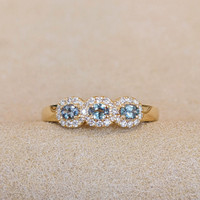 0.33 Ct. Alexandrite Natural Diamond Pave Ring, 14K Yellow Gold Image