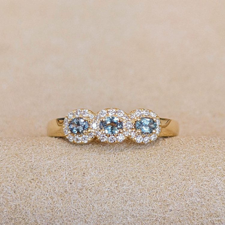 0.33 Ct. Alexandrite Natural Diamond Pave Ring, 14K Yellow Gold