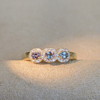 0.33 Ct. Alexandrite Natural Diamond Pave Ring, 14K Yellow Gold Image