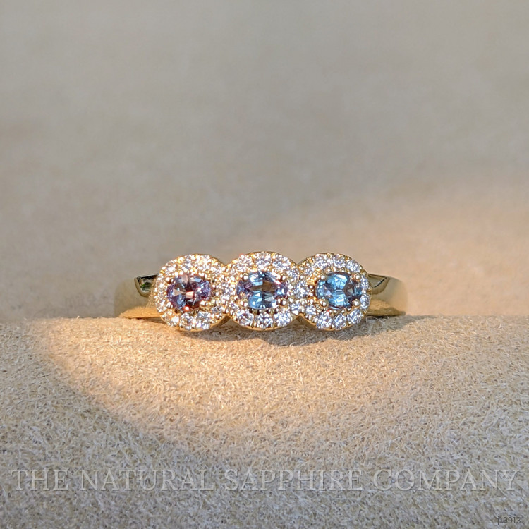 0.33 Ct. Alexandrite Natural Diamond Pave Ring, 14K Yellow Gold