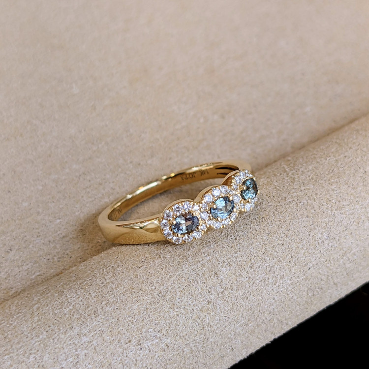 0.33 Ct. Alexandrite Natural Diamond Pave Ring, 14K Yellow Gold